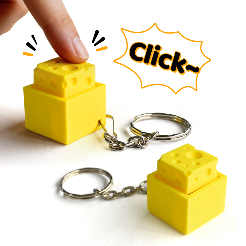 Kids Toys Usa - 3D Baskılı Peynirli Anahtar Fidget Clicker