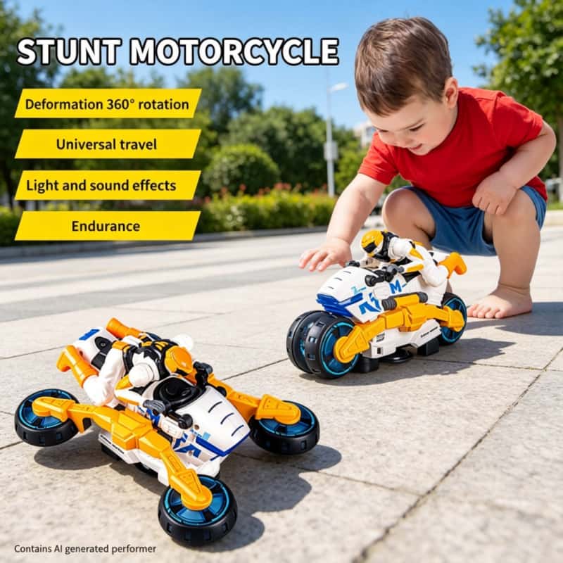 Kids' Toy - Elektrikli Stunt Dönüştürülebilir Motosiklet Çocuk Oyuncak