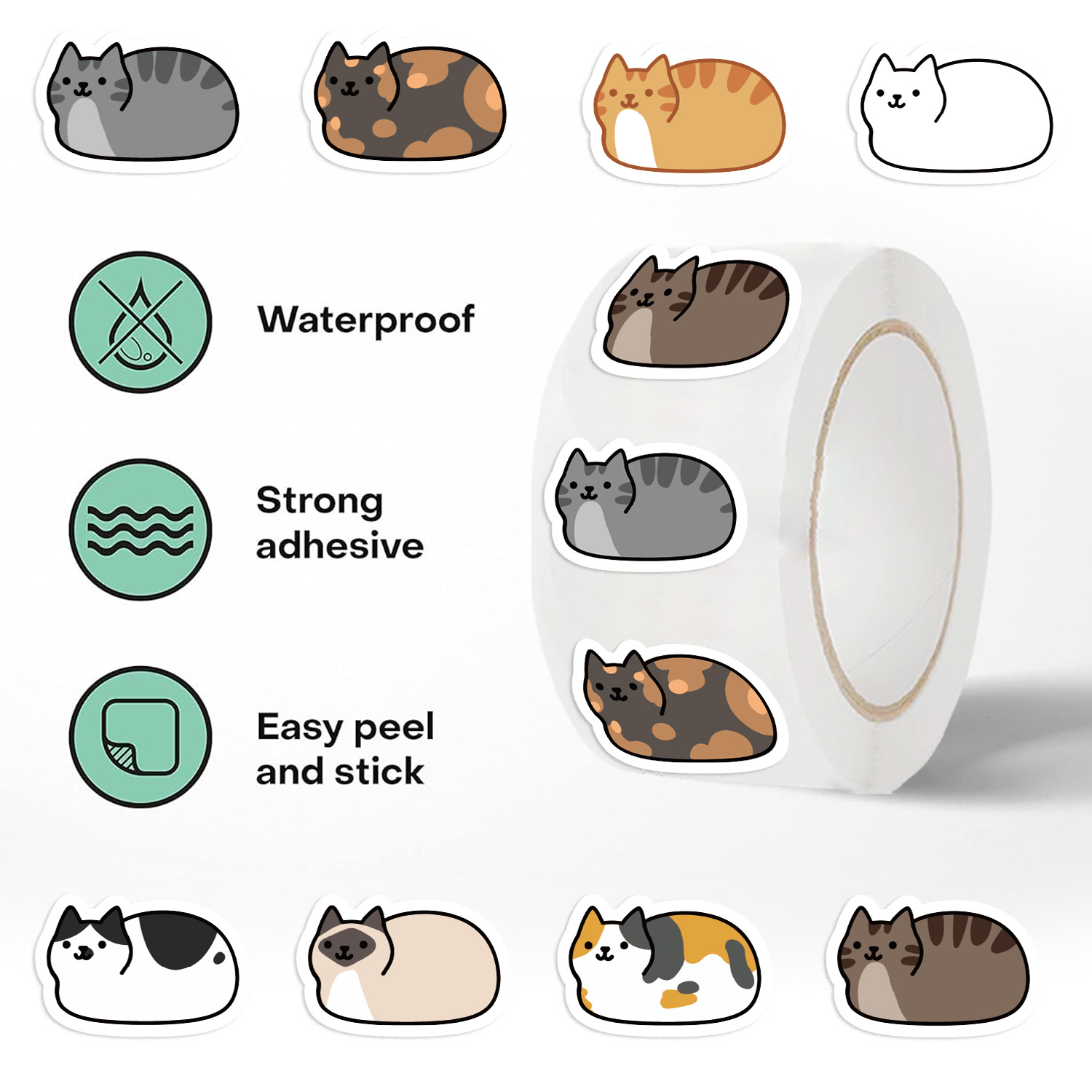 Kids Toys Names - 500 adet karikatür kedi çıkartmaları Dly